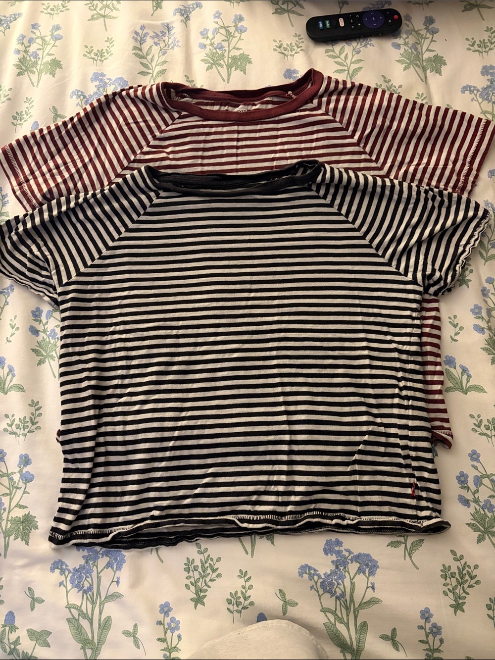 Levi's Striped Short Sleeve Tee Duo in Black & White and Maroon & White